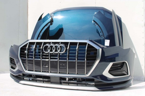 AUDI Q3 83A II PRZÓD maska błotniki zderzak pas przedni lampy wzmocnienie błotnik lampa FULL B9B9 LX5E Kosmosblau Niebieski F3