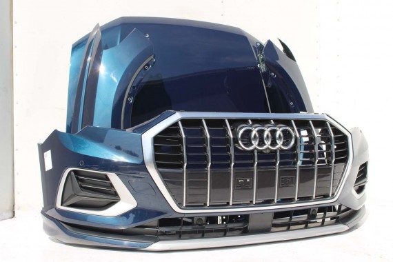 AUDI Q3 83A II PRZÓD maska błotniki zderzak pas przedni lampy wzmocnienie błotnik lampa FULL B9B9 LX5E Kosmosblau Niebieski F3