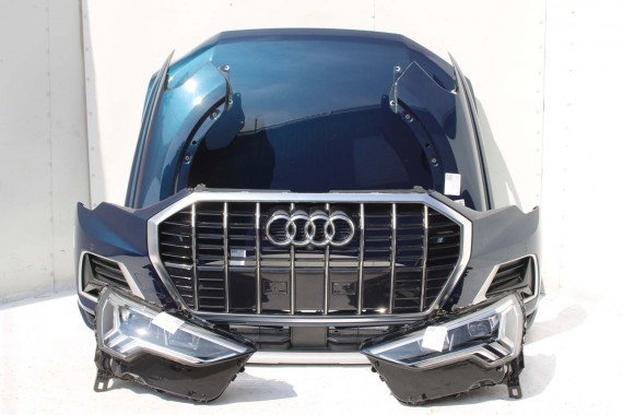 AUDI Q3 83A II PRZÓD maska błotniki zderzak pas przedni lampy wzmocnienie błotnik lampa FULL B9B9 LX5E Kosmosblau Niebieski F3