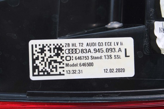AUDI Q3 83A II TYŁ ZDERZAK + KLAPA BAGAŻNIKA + LAMPY lampa tylny Matrix B9B9 LX5E Kosmosblau Niebieski F3 83A827025 83A807511