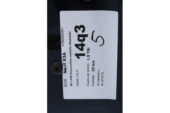 AUDI Q3 II 83A DRZWI PRAWE PRZÓD + TYŁ STRONA PRAWA przednie + tylne 2 sztuki B9B9 LX5E Kosmosblau Niebieski 83A831052 83A833052
