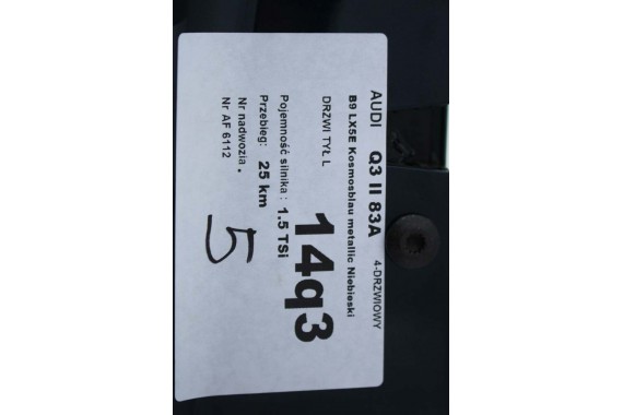 AUDI Q3 II 83A DRZWI LEWE PRZÓD + TYŁ STRONA LEWA przednie + tylne 2 sztuki B9B9 LX5E Kosmosblau Niebieski 83A831051 83A833051