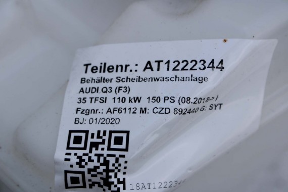 AUDI Q3 ZBIORNIK płynu SPRYSKIWACZY 83A955451B 83A955453B 83A 955 451 B 1K6955651 83A955451B 83A955453B 83A 955 453 B 83A955453B