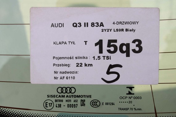 AUDI Q3 83A II TYŁ ZDERZAK + KLAPA BAGAŻNIKA + LAMPY lampa tylny Matrix 2Y2Y LS9R Gletscherweiss Biały F3 83A827025 83A807511