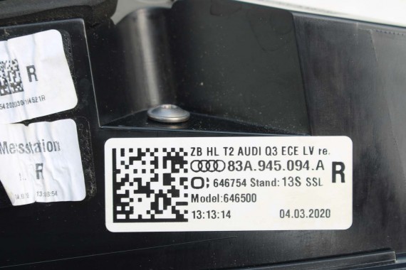 AUDI Q3 83A II TYŁ ZDERZAK + KLAPA BAGAŻNIKA + LAMPY lampa tylny Matrix 2Y2Y LS9R Gletscherweiss Biały F3 83A827025 83A807511
