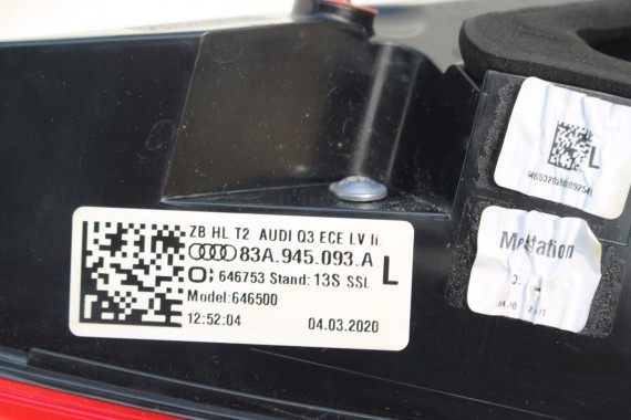 AUDI Q3 83A II TYŁ ZDERZAK + KLAPA BAGAŻNIKA + LAMPY lampa tylny Matrix 2Y2Y LS9R Gletscherweiss Biały F3 83A827025 83A807511