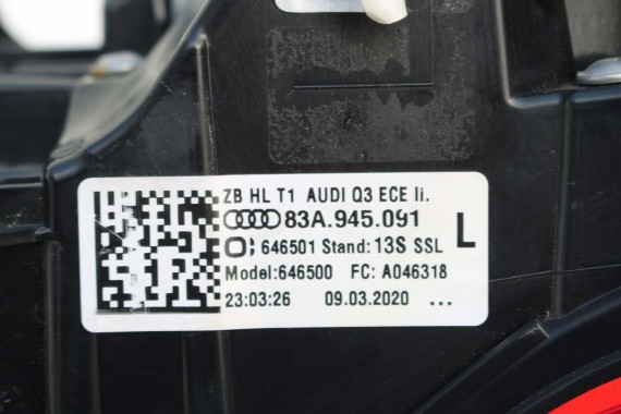 AUDI Q3 83A II TYŁ ZDERZAK + KLAPA BAGAŻNIKA + LAMPY lampa tylny Matrix 2Y2Y LS9R Gletscherweiss Biały F3 83A827025 83A807511