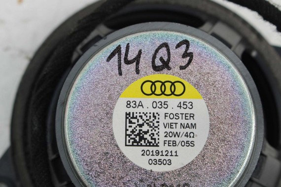 AUDI Q2 Q3 GŁOŚNIKI ZESTAW GŁOŚNIKÓW 83A035399 83A035415 83A035411 83A035398 83A035382 FL LIFT GŁOŚNIK TUBA A1 A3 83A 035 411