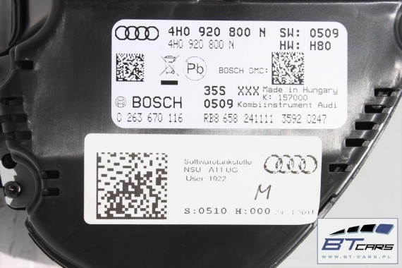 AUDI A8 ZEGARY LICZNIKI BENZYNA HYBRID 4H0920800N 4H0920800NX 4H0 920 800 N ZEGAR HYBRYDOWY HYBRYDA FSI 4H 4H0920800N J0R920800L