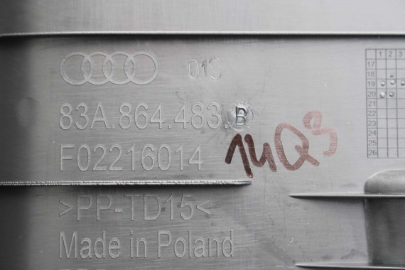 AUDI Q3 F3 BOCZEK DYWAN TAPICERKA BAGAŻNIKA 83A861529B 83A863879E 83A863880D boczki bagażnik tapicerka 83A864483B 83A 861 529