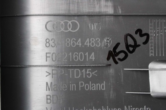 AUDI Q3 F3 BOCZEK DYWAN TAPICERKA BAGAŻNIKA 83A861529B 83A863879E 83A863880D boczki bagażnik tapicerka 83A864483B 83A 861 529
