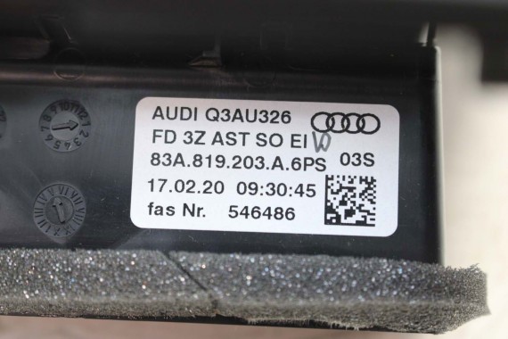 AUDI Q3 WYKOŃCZENIE TUNELU ŚRODKOWEGO 83A819203A 83A864376 6PS - czarny (soul) F3 wlot WLOTY 83A 864 376 83A864376C 83A819203