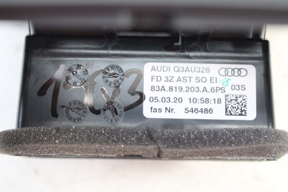 AUDI Q3 WYKOŃCZENIE TUNELU ŚRODKOWEGO 83A819203A 83A864376 6PS - czarny (soul) F3 wlot WLOTY 83A 864 376 83A864376C 83A819203