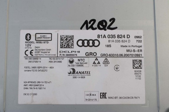 AUDI A3 Q2 CZYTNIK DVD MMI 2G SD 81A035824D 81A 035 824 D FL LIFT MIB MULTIMEDIA nawigacja 8V 81A MIB2 A3 S3 RS3 Q2 SQ2