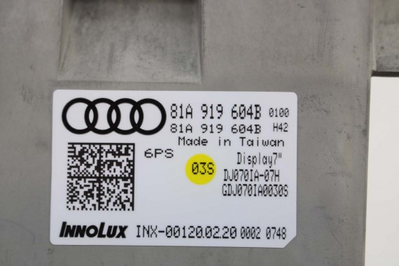 AUDI Q2 MONITOR 3G 81A919604B WYŚWIETLACZ 7" CALA CALI EKRAN 81A919604A 81A919604 LCD 81A 919 604 B NAWIGACJA 81A919604B