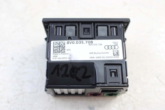 AUDI A3 Q2 GNIAZDO USB 8V0035708 8V0 035 708 PRZETWORNIK NAPIĘCIA USB PRZYŁĄCZE Podwójne gniazdo USB i AUX 8V0035708 8V 81A