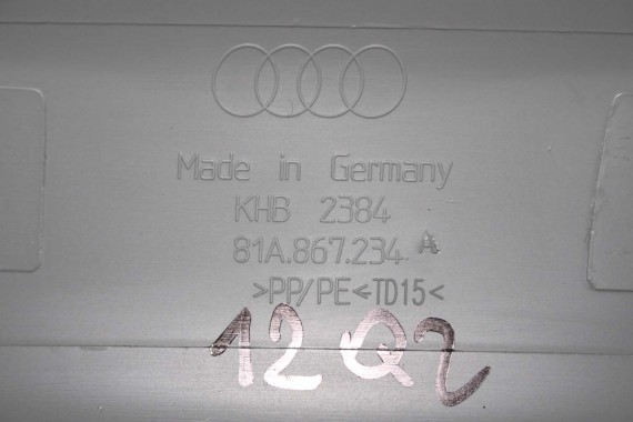 AUDI Q2 POSZYCIE SŁUPEK A 81A867233 81A867234 górne podsufitki kolor szary SŁUPKA srebrny 81A867233A 81A867234A 81A 867 233 DTR