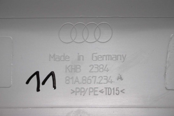 AUDI Q2 POSZYCIE SŁUPEK A 81A867233 81A867234 górne podsufitki kolor szary SŁUPKA srebrny 81A867233A 81A867234A 81A 867 233 DTR