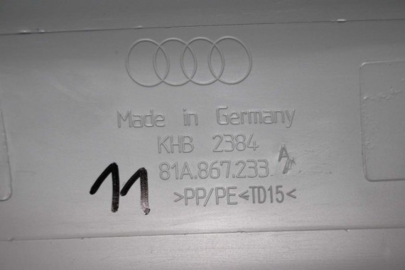AUDI Q2 POSZYCIE SŁUPEK A 81A867233 81A867234 górne podsufitki kolor szary SŁUPKA srebrny 81A867233A 81A867234A 81A 867 233 DTR