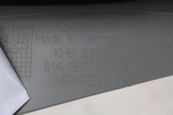 AUDI Q2 POSZYCIE SŁUPEK C 81A867287A 81A867288A 81A 867 287 288 górne podsufitki kolor szary SŁUPKA srebrny 81A867287 81A867288