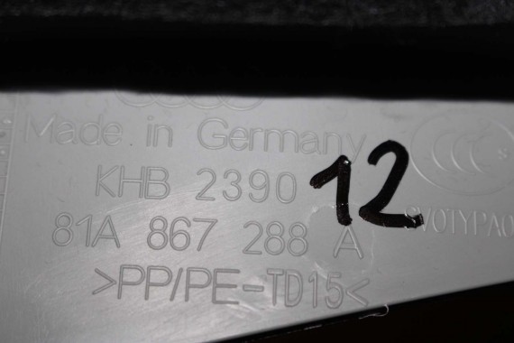 AUDI Q2 POSZYCIE SŁUPEK C 81A867287A 81A867288A 81A 867 287 288 górne podsufitki kolor szary SŁUPKA srebrny 81A867287 81A867288