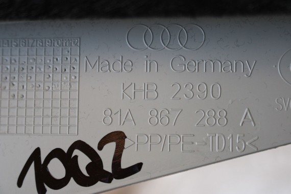 AUDI Q2 POSZYCIE SŁUPEK C 81A867287A 81A867288A 81A 867 287 288 górne podsufitki kolor szary SŁUPKA srebrny 81A867287 81A867288