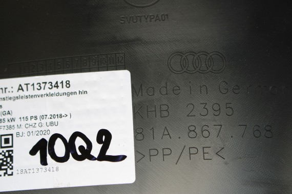 AUDI Q3 POSZYCIE SŁUPEK D 81A867767 81A867768 81A 867 767 dolne podłogi kolor szary SŁUPKA srebrny 81A867767 81A867768 81A867767