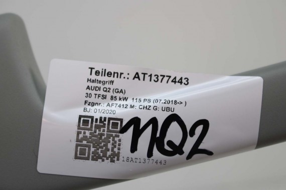 AUDI Q2 Q3 Q5 Q7 RĄCZKI PODSUFITKI 80A857607 80A 857 607 80A 857 607 A RĄCZKA EP5 szary tytanowy 80A857607A ETRON 83A 80A857607