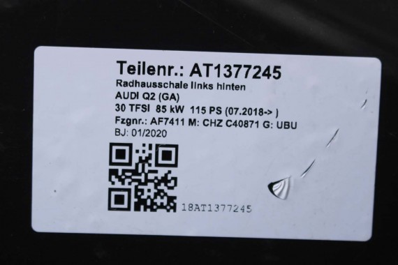 AUDI Q2 NADKOLE TYLNE TYŁ 81A810171A 81A810172A 81A 810 171 A 81A 810 172 A lewe prawe 81A810171 81A810172 81A810171A 81A810172A