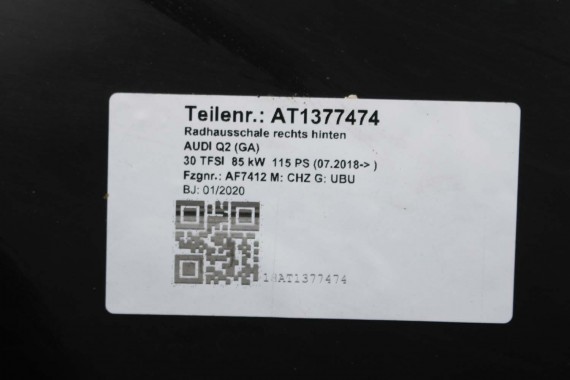 AUDI Q2 NADKOLE TYLNE TYŁ 81A810171A 81A810172A 81A 810 171 A 81A 810 172 A lewe prawe 81A810171 81A810172 81A810171A 81A810172A