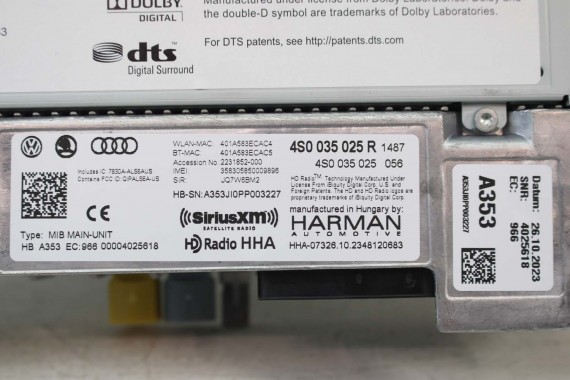 AUDI R8 CZYTNIK MMI 4S0035025R 4S0035027R MIB II SD SIM HIGH (Gen2) 4S0 035 025 R MULTIMEDIA 4S 4S0035025R 4S0035027R 4S0035025R