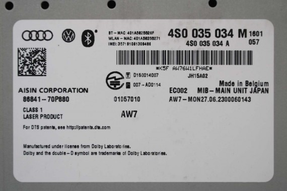 AUDI R8 CZYTNIK MMI 4S0035034A 4S0035034M MIB II SD SIM HIGH (Gen2) 4S0 035 034 M MULTIMEDIA 4S 4S0035034A 4S0035034M 4S0035034M