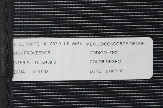 VW GOLF 5 6 JETTA DYWANIKI WYCIERACZKI PODŁOGI 1K1863011R 1K1863011B 1K1863011K 1K1 863 011 K 1K1863011B 1K1863011D 1K1863011M