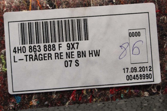 AUDI A8 BOCZEK DYWAN BAGAŻNIKA TAPICERKA 4H0863879Q 4H0863880H 4H0863471 4H0863463F 4H D4 boczki bagażnik tapicerka