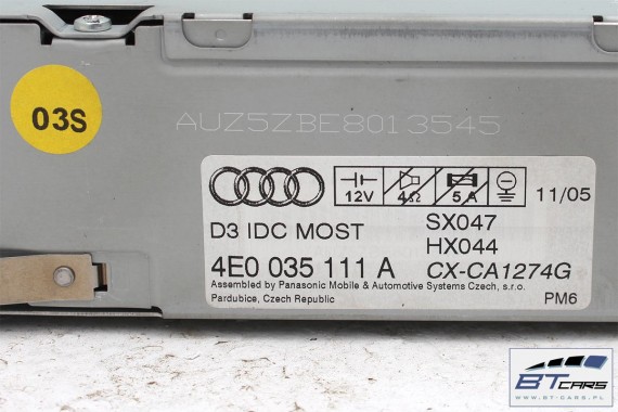 AUDI A6 A8 ZMIENIARKA CD 6-PŁYTOWA 4E0035111A 4E0910111F 4E0910111C 4E0910111D 4E0910111E 4E0057111C 4E0057111D 4E0057111E