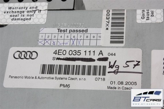 AUDI A6 A8 ZMIENIARKA CD 6-PŁYTOWA 4E0035111A 4E0910111F 4E0910111C 4E0910111D 4E0910111E 4E0057111C 4E0057111D 4E0057111E