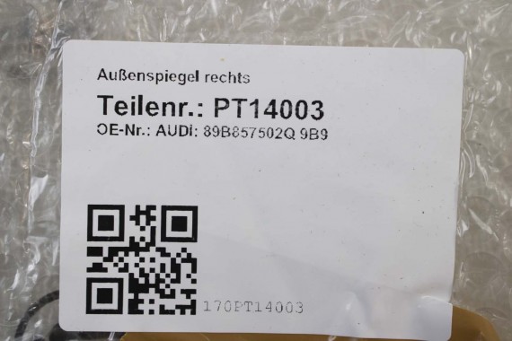 AUDI Q4 ETRON LUSTERKO DRZWI PRAWE 15+6 pin kamera 360 zewnętrzne pinów kabli przewodów 21 pin FOTO 89B857502Q 89A 5WA980546