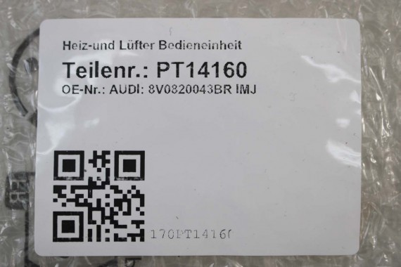 AUDI Q2 PANEL KLIMATYZACJI KLIMY 8V0820043BR 8V0 820 043 BR moduł sterownik nawiewu 81A 8V0820043BR 8V0820043BR 8V0820043BR