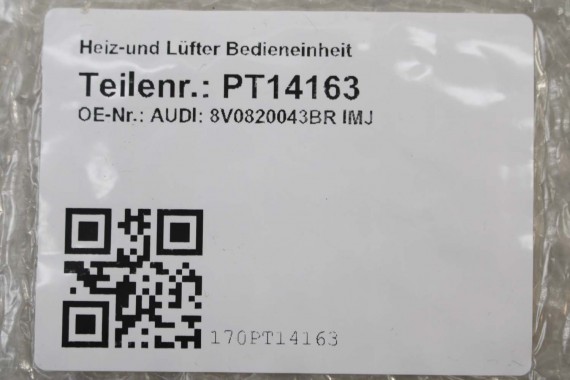 AUDI Q2 PANEL KLIMATYZACJI KLIMY 8V0820043BR 8V0 820 043 BR moduł sterownik nawiewu 81A 8V0820043BR 8V0820043BR 8V0820043BR