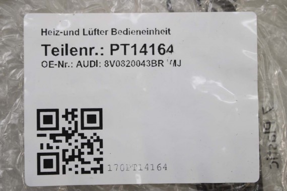 AUDI Q2 PANEL KLIMATYZACJI KLIMY 8V0820043BR 8V0 820 043 BR moduł sterownik nawiewu 81A 8V0820043BR 8V0820043BR 8V0820043BR