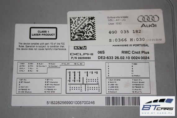 AUDI A6 A7 CZYTNIK + MONITOR + PANEL ZESTAW MMI 4G1919612A 4G1919601 4G0035182C 4G wyświetlacz ekran lcd 4G0 035 182 4G0035182C