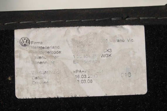 VW EOS DYWANIKI WYCIERACZKI PODŁOGI 1Q0864451 1Q0864452 welur 1Q0 864 451 1Q0864452 tył tylny 1K1863011 1K1863011 1K1863011