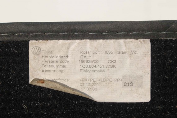 VW EOS DYWANIKI WYCIERACZKI PODŁOGI 1Q0864451 1Q0864452 welur 1Q0 864 451 1Q0864452 tył tylny 1K1863011 1K1863011 1K1863011