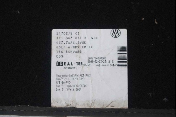 VW TOURAN DYWANIKI WYCIERACZKI PODŁOGI 1T1863011A welur 1T1 863 011 A 1T1863011A tył tylny 1T1863011 1T1863011A przód 1T1863011A