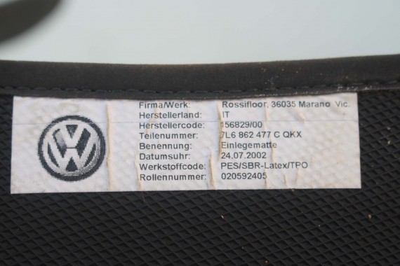 VW TOUAREG DYWANIKI WYCIERACZKI PODŁOGI 7L6862477J QKX antracyt wykładziny 7L6863011J 7L6863011 7L6862477J 7L6862478J 7L6862477