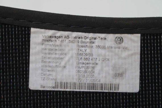 VW TOUAREG DYWANIKI WYCIERACZKI PODŁOGI 7L6862477J QKX antracyt wykładziny 7L6863011J 7L6863011 7L6862477J 7L6862478J 7L6862477