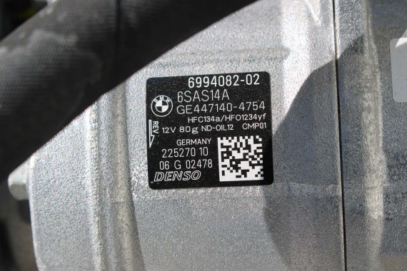 BMW X3 POMPA KLIMATYZACJI 6994082 KLIMY SPRĘŻARKA KOMPRESOR DENSO 6SAS14A 225270 64526994082 6994082 64526994082 6994082 6994082