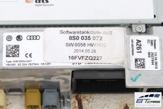 AUDI TT ZESTAW MMI 3G+ CZYTNIK 8S0035072 + PANEL 8S0919614B 8S TOUCHPAD gałka z touchpadem sterowanie 8S0035072 8S0919614B 8S