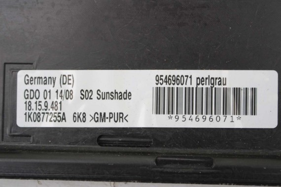 VW ROLETA SZYBERDACHU 1K0877255A 1K0 877 255  osłona szyberdach 1K0877255A 1K0877255 6K8 szary perlist 1K0877255A 1K0877255