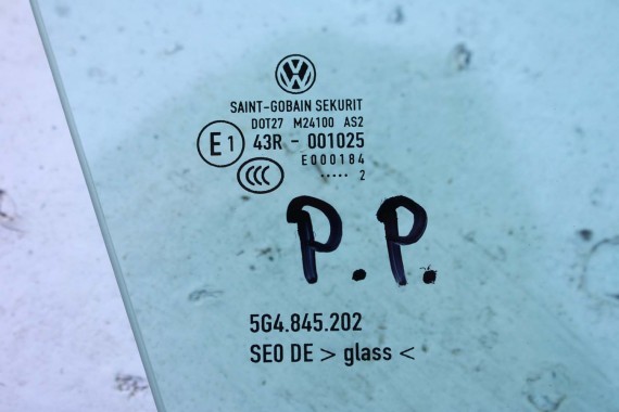 VW GOLF 7 SZYBA DRZWI PRAWE 5G4845202 prawa przód przednia pasażera 5G4845202A 5G4845202B 5G4 845 202 2011 E1 4D 5G 5G4845202